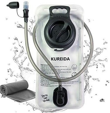 KUREIDA Hydration Bladder 2 Liter Leak Proof Water Reservoir,BPA Free,Wide Opening, Military Water Bladder Combined with Hydration Backpacks for Biking Hiking Running Camping Climbing,Blue.