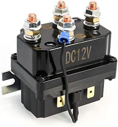 QWORK Solenoid Relay, 12V 250A Winch Relay Solenoid Replacement Contactor for 3000-5000lbs ATV UT Winch Control.