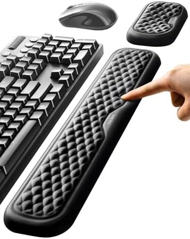 VAYDEER Keyboard and Mouse Wrist Rest Pad Set Padded Memory Foam Hand Rest Support for Office, Computer, Laptop, Mac Typing and Wrist Pain Relief and Repair(Large Set.