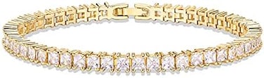 PAVOI 14K Gold Plated Cubic Zirconia Classic Tennis BraceletGold Bracelets for Women4mm CZ, Size 6. 5-7. 5 Inch.
