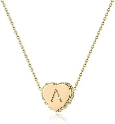 Fettero Tiny Gold Initial Heart Necklace-14K Gold Plated Handmade Dainty Letter Heart Necklace for Women Necklace Jewelry.