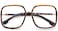 Brandless BIGGY Oversized Square Blue Light Blocking Glasses - Ultralight Fashion Nerd Frames for Women Men, Leopard, Medium.