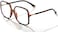 Brandless BIGGY Oversized Square Blue Light Blocking Glasses - Ultralight Fashion Nerd Frames for Women Men, Leopard, Medium.
