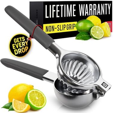 KENSINGTON LONDON Large Lemon Squeezer Stainless Steel Press - Non-Slip Grip, Heavy Duty, Manual Design - Effortless Pro-Grade Lemon, Lime, Orange, and Citrus Fruit Hand Held Lemon Juicer Squeezer - N