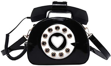 Oweisong Fun Telephone Purse for Women Novelty Pink Phone Tote Handbags Top Handle Shoulder Crossbdoy Bag.
