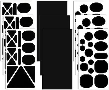 Syhood 9 Sheets Nylon Repair Patches Self Adhesive Patch Different Size and Shapes Clothes Patch Fabric Clothing Repair Patch for Down Jacket, Tent Clothes, Bag and Outerwear Repair (Black.