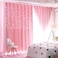 UNISTAR 2 Panels Stars Blackout Curtains for Bedroom Girls Kids Baby Window Decoration Double Layer Star Cut Out Aesthetic Living Room Decor Wall Home Curtain,W52 x L63 Inches,Pink.