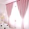UNISTAR 2 Panels Stars Blackout Curtains for Bedroom Girls Kids Baby Window Decoration Double Layer Star Cut Out Aesthetic Living Room Decor Wall Home Curtain,W52 x L63 Inches,Pink.