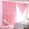 UNISTAR 2 Panels Stars Blackout Curtains for Bedroom Girls Kids Baby Window Decoration Double Layer Star Cut Out Aesthetic Living Room Decor Wall Home Curtain,W52 x L63 Inches,Pink.