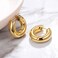 AllenCOCO Small Hoop Earrings For Women, Chunky Huggie Earrings, 14k Real Gold Filled, Nap Earrings, Croissant, Square, Beaded, Everyday Fashion Jewelry, Yellow Gold, No Gemstone.