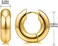AllenCOCO Small Hoop Earrings For Women, Chunky Huggie Earrings, 14k Real Gold Filled, Nap Earrings, Croissant, Square, Beaded, Everyday Fashion Jewelry, Yellow Gold, No Gemstone.