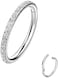 TDEBA 20G 18G 16G Clear CZ Nose Rings Hoop 316L Surgical Steel Cartilage Earrings 5-12mm Daith Helix Rook Tragus Piercing Jewelry Stainless Steel Silver Conch.