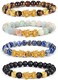 EIELO Feng Shui Pixiu Good Luck Bracelets for Men Women Natural Gemstone Healing Energy Obsidian Pi Yao Dragon Charm Beaded Bracelet Attach Wealth Money Jewelry.