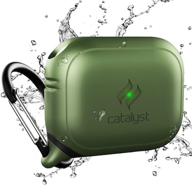 Catalyst Waterproof Case for AirPods Pro (1st and 2nd Gen, Carabiner, Faster Wireless Charging, One-Piece Design, High Drop Protection, Scratch and Dust Resistant, Soft-Touch Stealth - Army Green.
