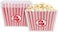 Hedume 6 Pack Popcorn Containers, Plastic Movie Theater Style Popcorn Container Set, RedWhite Striped Classic Popcorn Boxes for Movie Night, Reusable (Square, 9" x 9" x 6".