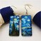 Wixine 2Pair Rectangle Van Gogh Starry Night Landscape Square Circle Van Gogh Starry Night Silver Trendy Glass Earrings.