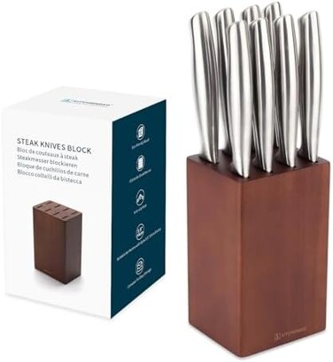 KITCHENDAO 5. 5&ldquo; Steak Knife Block Holder without Knives with 8 Slots - Eco-friendly Wooden Steak Knife Storage Block only - Space Saver-Compact Design Steak Knives Organizer -by.
