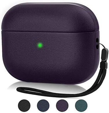 JIELIELE Upgrade Airpods Pro Case Cover, Leather Texture Full-Body Protective Case Cover for Apple Airpods Pro,Wireless Charging and Front LED Visible (Burgundy.