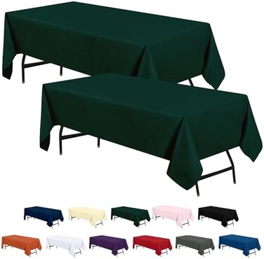Utopia Kitchen Rectangle Table Cloth 2 Pack [60x102 Inches, Hunter Green] Tablecloth Machine Washable Fabric Polyester Table Cover for Dining, Buffet Parties, Picnic, Events, Weddings and Restaurants.