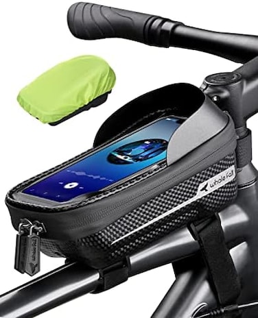Whale Fall Waterproof Bike Frame Bag Bike Phone Bag Bicycle Cell Phone Holder for GPS - Bicycle Bag Frame Hard Eva Navi Pressure-Resistant Handlebar Bag TPU Touch-Screen with Sun-Visor and Rain Cover.