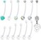 Longita Plastic Pregnancy Belly Button Rings Long Bar Navel Rings for Maternity Sport Pregnant Women Flexible Clear Belly Piercing Retainer Different Length bar and Balls for Replacement 10-32mm.