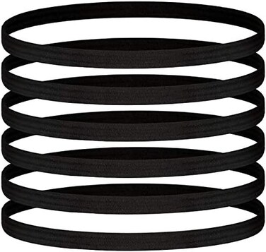 WILLBOND 24 Pieces Thin Elastic Sports Headbands Non-slip Skinny Hair Bands No Crease Soft Headbands Sweatband for Men Women Football, Basketball, Soccer, Tennis, Yoga, Sports, Black.