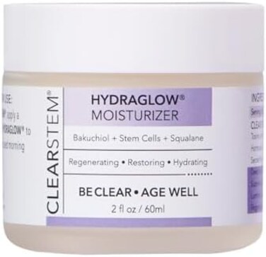 CLEARstem - HYDRAGLOW Stem Cell Moisturizer - BakuchiolSqualene - Youthful Skin Face Moisturizer - All Skin Types - Facial Skin Care Products - Vegan, Gluten Free, Cruelty Free - 2 fl oz / 60ml.