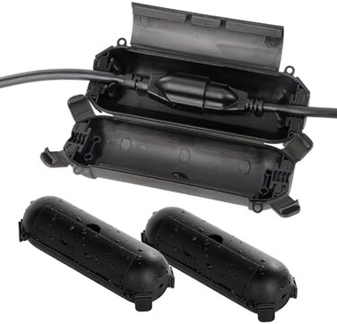 Flemoon [3 Pack] Outdoor Extension Cord Safety Cover with Waterproof Seal, Weatherproof Electrical Connection Box to Protect Outdoor Outlet, Plug, Socket, Christmas Holiday Decoration Light, Black.