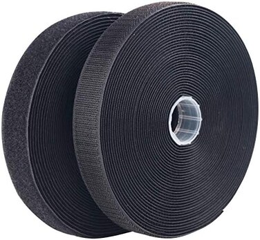LLPT Sew On Hook and Loop Tape Extra Industrial Strength Nylon Fabric 1 Inch x 33 Feet Each Roll No Adhesive Hook Loop Strip for Sewing on DIY Cloth Shoe Curtain Bag Sport Gears Color Black (NHTB33.