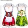 Whaline 2Pcs Oktoberfest Apron, Female Dirndl Costume Outfit, German Oktoberfest Dress, Novelty Apron for Kitchen Cooking BBQ Party (Red, Green.