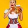Whaline 2Pcs Oktoberfest Apron, Female Dirndl Costume Outfit, German Oktoberfest Dress, Novelty Apron for Kitchen Cooking BBQ Party (Red, Green.