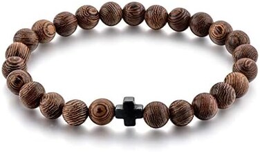 St John the Baptist Orthodox Brotherhood Christian Prayer Beads Bracelet &ndash; 25 8MM Wooden BeadsCross &ndash; Adult Men/Women Size.