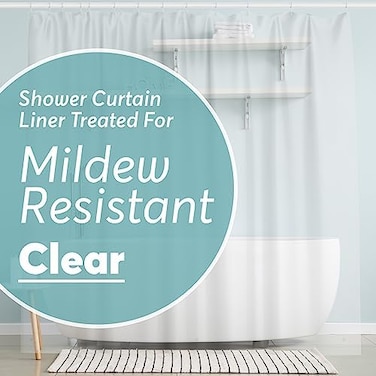 BigFoot Shower Curtain Liner - 72 x 72 Heavy Duty PEVA Shower Liner with Rustproof Metal Grommet and 3 Magnetic Weights - Non-Toxic, Odour Free and Compatible with Standard Showers, Clear.