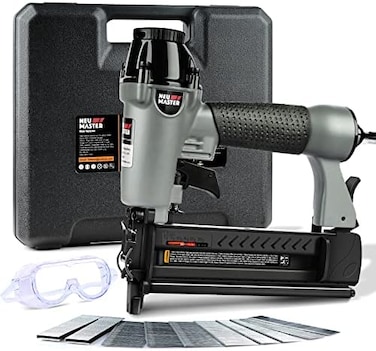 NEU MASTER Pneumatic Brad Nailer, NEU MASTER 2 in 1 Nail Gun Staple Gun Fires 18 Gauge 2 Inch Brad Nails and Crown 1-5/8 inch Staples with Carrying Case and Safety Glasses.