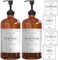 Sunrise Premium Amber Glass Soap Dispenser with Plastic Pump, 16 Oz Pack of 2 Brown Dish and Hand Soap Dispenser Set Refillable Reusable Apothecary Soap Pump Dispenser bottles for Bathroom and Kitchen