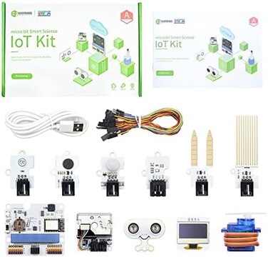 EF ELECFREAKS ELECFREAKS microbit Smart Science IoT Kit Octopus Series Sensor, microbit Sensor Starter Kit Data to The Cloud Internet with RTC Timing and WiFi Module, Environment Experiment Kit(withou
