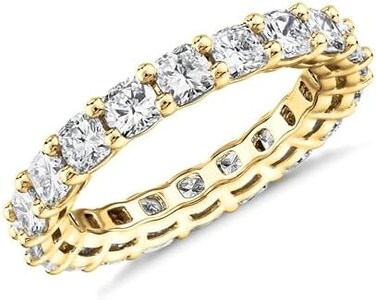 PAVOI 14K Gold Plated Rings Cubic Zirconia Love Ring3mm Cushion Cut Stackable Rings for WomenGold Rings for Women.