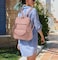 UTO Women Backpack Purse Leather Vegan Ladies Fashion Designer Rucksack Convertible Travel Shoulder Bag with Tassel, 0454 Oil Wax Pink, Large, Rucksack Backpacks, L.