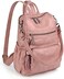 UTO Women Backpack Purse Leather Vegan Ladies Fashion Designer Rucksack Convertible Travel Shoulder Bag with Tassel, 0454 Oil Wax Pink, Large, Rucksack Backpacks, L.