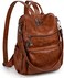 UTO Women Backpack Purse PU Washed Leather Convertible Ladies Rucksack Tassel Zipper Pocket Shoulder Bag.
