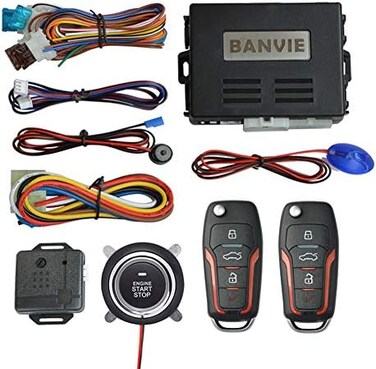 BANVIECar Keyless Entry Security Alarm System② Remote Engine StarterPush to Start Stop Iginition Kit Button.