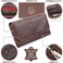 moonster Leather Purses for Women, Real Leather Womens Purse w/RFID Protection, Large Capacity Ladies Purse &ndash; 2 Zip, 3 Open2 Clear Pockets9 Card Slots, Wallet for Women Classic Brown 20x10cm.