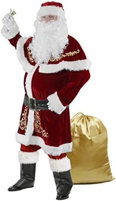 Halfjuly Men&rsquo;s Santa Costume Set Christmas 12pcs Deluxe Velvet Adult Santa Claus Suit.