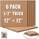 SUNGIFT Cork Board 12"x12" - 1/2" Thick Square Bulletin Boards Cork Tiles with 50 Push Pins Mini Wall, 6 Pack Self-Adhesive Corkboards for Wall.