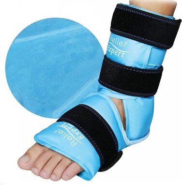 Relief Expert Ankle Foot Ice Pack Wrap, Reusable Gel Cold Pack with Cold Compress Therapy for Achilles Tendon, Heel Ice Pack for Soothing and Recovery - Blue.