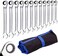 AlightYoicn Lth Ratchet Spanner Set Combination Wrench 12 Piece - Metric Sizes from 8mm to 19mm with Roll Bag, Perfect for Home, Bike, and Car Repairs.