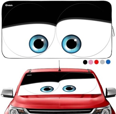 Gven Windshield Sun Shade, Car Sun Shade for Front Window Funny Car Eyes Sunshades Sun Visor Protector Blocks UV Rays Foldable 210T Keep Your Vehicle (eyes-black, Standard.