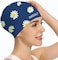 Marsolly Silicone Swim Cap for Women, Waterproof Long Hair Swimming Caps with Flower Printed.