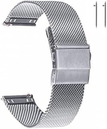 EACHE Stainless Steel Mesh Watch Bands for Men Women Quick Release Mesh Watch Bands 14mm 16mm 18mm 20mm 22mm.