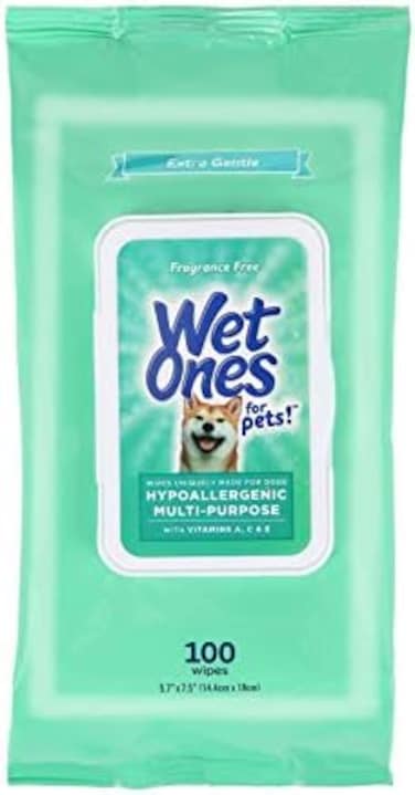 Wet Ones for Pets Hypoallergenic Multi-Purpose Dog Wipes With Vitamins A, CEFragrance-Free Hypoallergenic Dog Wipes For All Dogs Wet Ones Wipes Multipurpose100 Count Pouch Dog Wipes.